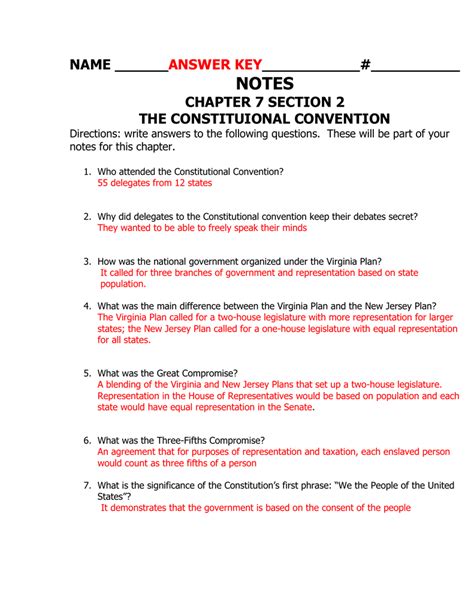 problems at the constitutional convention worksheet answers